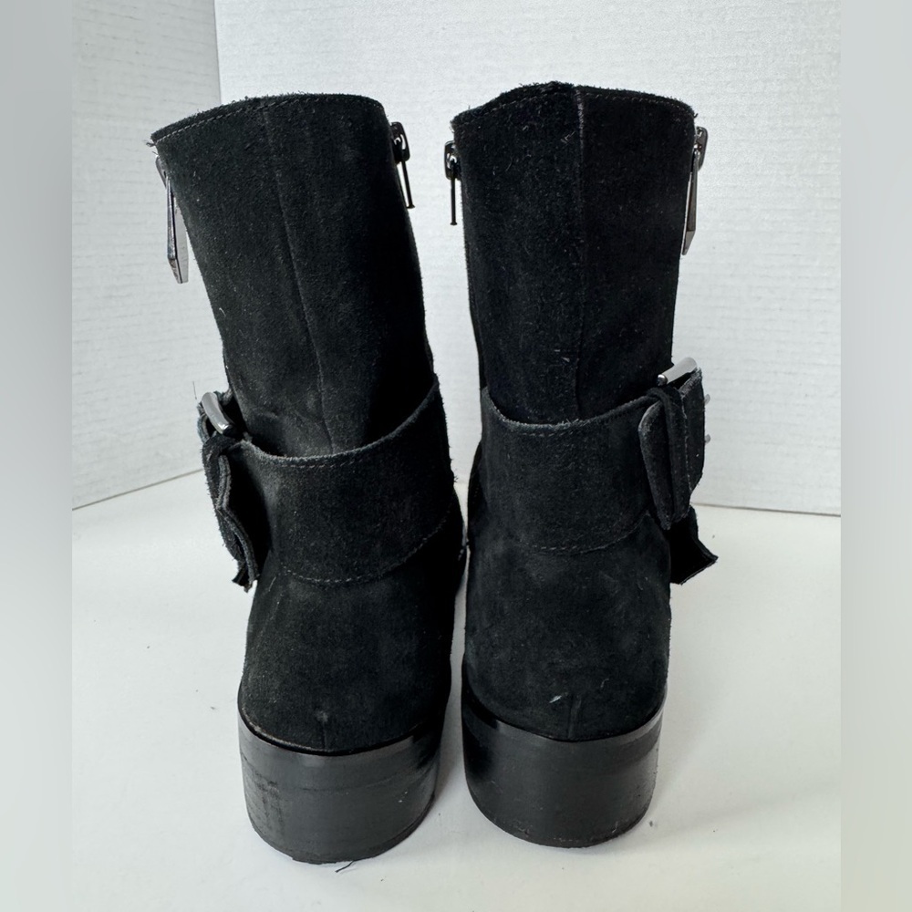 Marc Fisher Parole Black Leather Suede Buckle Moto Biker Combat Style Boots - Picture 5 of 8